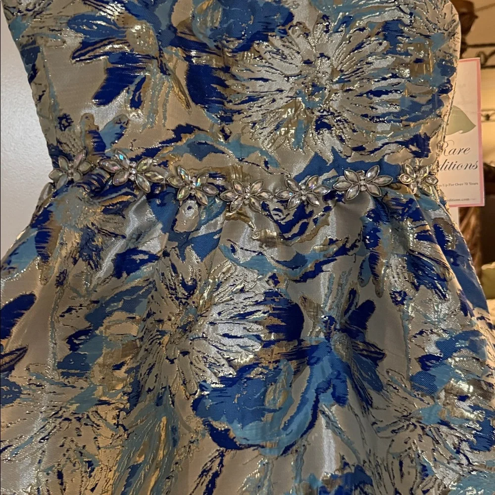 NWT Rare Editions Blue and Silver High Low Dress - Picture 5 of 6
